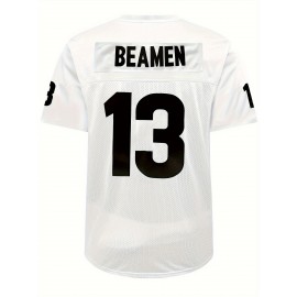 Men's white # 13 American football jersey loose embroidered sports, fashionable, casual, street breathable football jersey