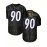 Men's Black #90 Breathable American Football Jersey - V-Neck Short Sleeve Embroidered Rugby Shirt, Loose Fit All-Season Training & Match Uniform for Team Sports, Casual Outings & Outdoor Activities, Football Gear
