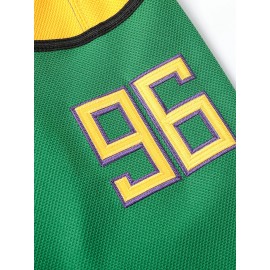 Men'S Green Duck # 96 Ice Hockey Sweatshirt, Loose Embroidered Long Sleeves, Sporty, Fashionable And Casual, Breathable On The Street