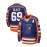 Men's Blue # 69 Ice Hockey Sports Shirt, Loose Embroidered Long Sleeves, Sports Fashion Casual, Street Breathable