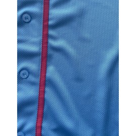 Men's Light Blue #4 Embroidered Baseball Shirt - V-Neck Button-Up Loose Fit Breathable Sportswear for Streetwear, Outdoor & Casual Wear | All-Season Machine Washable