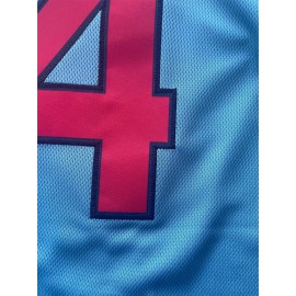 Men's Light Blue #4 Embroidered Baseball Shirt - V-Neck Button-Up Loose Fit Breathable Sportswear for Streetwear, Outdoor & Casual Wear | All-Season Machine Washable