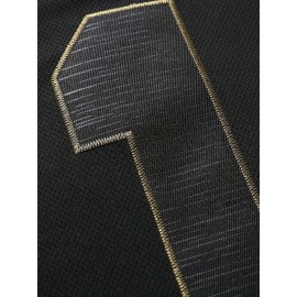 Men's #1 Black Baseball Jersey with Golden Embroidery - Breathable, Sporty V-Neck, Casual & Streetwear Style, Polyester, Machine Washable for All Seasons