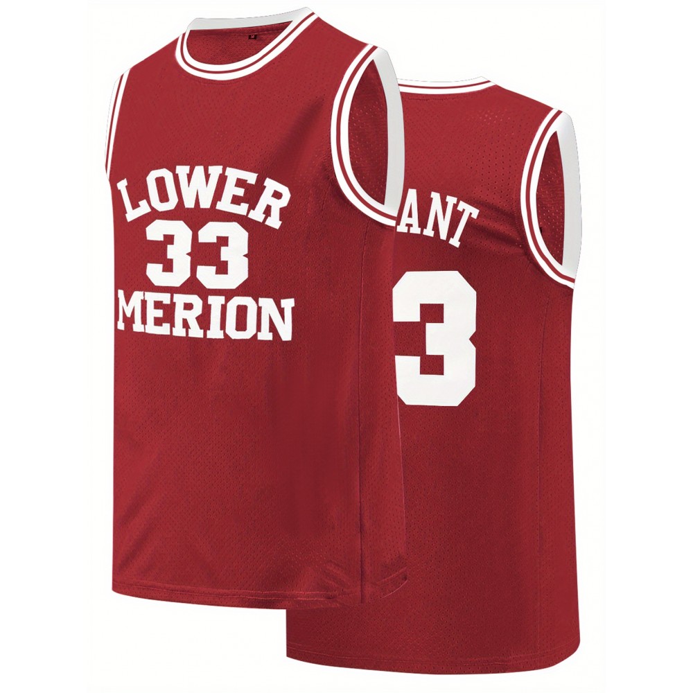 Men's Maroon #33 Basketball Jersey - Embroidered Lettering & Number, Loose Fit Breathable Streetwear Pullover for Casual, Sports, Outdoor Activities - All-Season Comfort