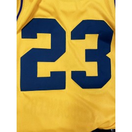 Men's Laney Buccaners # 23 Yellow Basketball Jersey Classic Retro Embroidered Sleeveless Sweatwicking and Breathable Tank Top Basketball Jersey