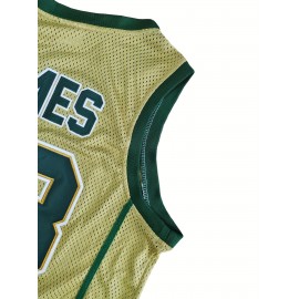 Men'S #23 Basketball Jersey Vintage Embroidered Crewneck Breathable Race Training Uniform Jersey Sleeveless Top Green S-XXXL