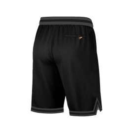 Men'S Black Gray # 8-24 Basketball Shorts, Casual, Fashionable, Breathable, Sports Zipper, High-Quality Embroidered Shorts