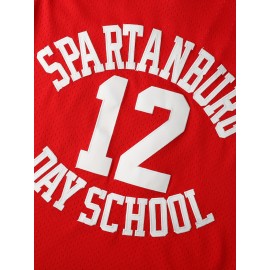 Men's #12 Red Basketball Jersey, V-Neck, Polyester, 