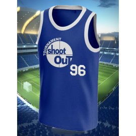 Men's #96 Blue Basketball Jersey - Retro Tournament Out Design, Breathable Polyester, S-XXXL, Ideal for Team Sports & Casual Wear
