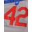 Men's #42 Gray Baseball Jersey - Breathable V-Neck Loose Fit with Red & Blue Lettering, Machine Washable for Training, Hiking, Team Sports & Casual Wear (Sizes S-3XL)