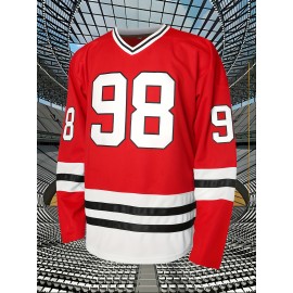 Men'S Ice Hockey Sweatshirt # 98 Red Sweatshirt Suitable For Street Sports Beach Team Training Competition S-3XL