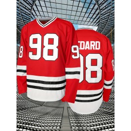 Men'S Ice Hockey Sweatshirt # 98 Red Sweatshirt Suitable For Street Sports Beach Team Training Competition S-3XL