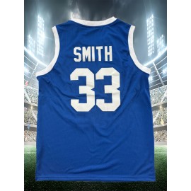 Men's #33 Blue Basketball Jersey - Retro Style, Breathable Polyester, V-Neck, Sleeveless Sports Uniform for Training, Competition & Parties - Machine Washable, Sizes S-XXXL, Casual Party Wear|Graphic Tank Top|Polyester Sports Fabric