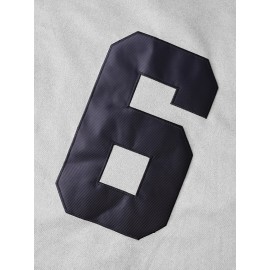 Men's Embroidered Number 6 Baseball Shirt - Grey Loose Knit V-Neck Button-Up, Polyester Sportswear for Spring Summer Fall, Casual & Team Sports (Sizes S-3XL)