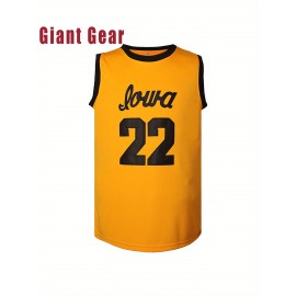 Men'S Basketball Suit # 22 Yellow Round Neck Embroidered Polyester Loose Micro Elastic Fabric S-3XL