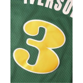 Men's #3 Green Basketball Jersey - V-Neck, 