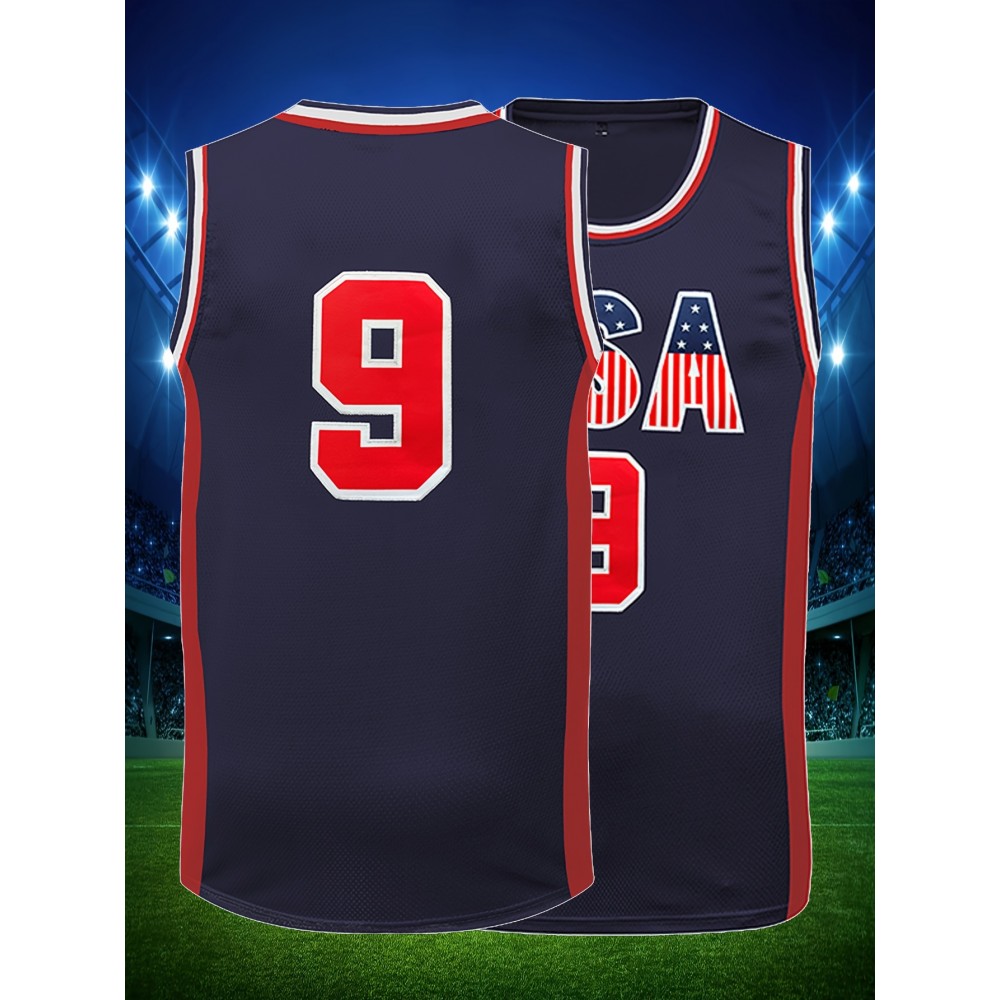 Men'S Deep Blue # 9 Basketball Shirt, Casual, Fashionable, Breathable, High Quality Embroidered Street Basketball Hoodie