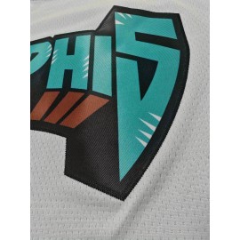 Men's White #12 Basketball Jersey - Breathable Loose Fit Embroidered Memphis Team Design with Bold Lettering & Number, All-Season Casual & Sports Wear, Machine Washable Streetwear for Men & Teens, Durable Sportswear