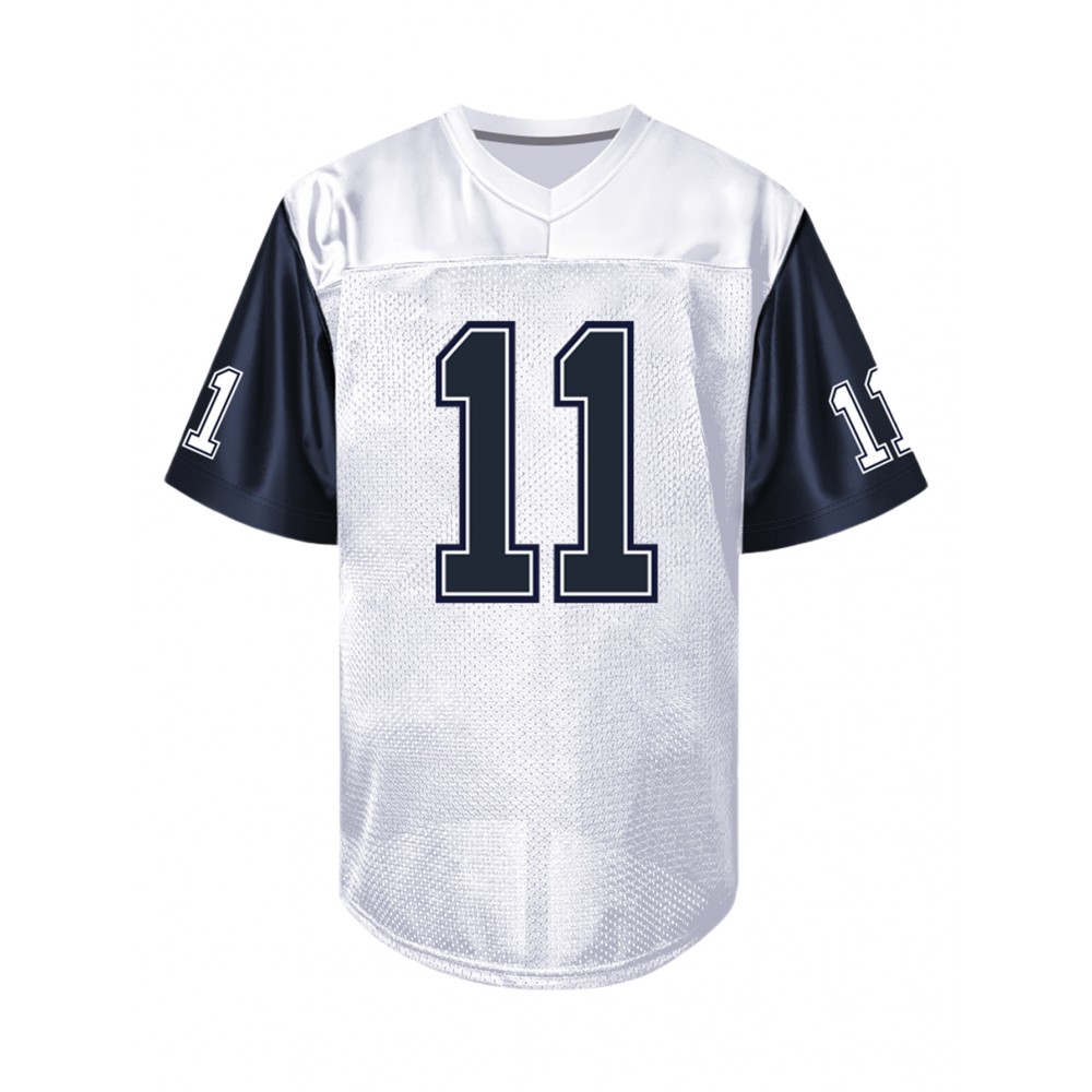 Men'S White Patchwork Sleeves # 11American Football Uniform, Loose Embroidery Sports, Fashionable And Casual, Street Breathable Football Uniform
