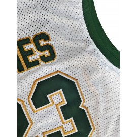 Men's #23 Basketball Jersey Vintage Embroidered Crewneck Breathable Race Training Uniform Jersey Sleeveless Top White S-XXXL