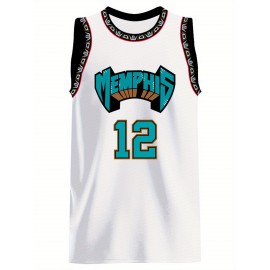 Men'S White # 12 Basketball Shirt Casual, Fashionable, Breathable, High-quality Embroidered Street Basketball Pullover