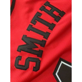 Men's Will Smith # 14 Bel-Air Academy hip-hop rock casual sports cardigan hand embroidered baseball jacket in red