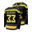 Men's #33 Black and Golden Ice Hockey Jersey - Embroidered, Breathable Polyester, V-Neck Captain's Sweatshirt with Striped Accents - Sporty & Casual for All Seasons