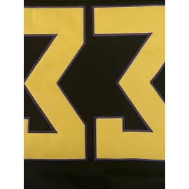 Men's #33 Black and Golden Ice Hockey Jersey - Embroidered, Breathable Polyester, V-Neck Captain's Sweatshirt with Striped Accents - Sporty & Casual for All Seasons