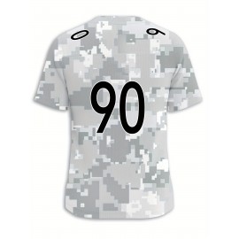 Women's Arctic Camo Pittsburgh #90 Polyester Football Jersey, Women V-Neck Game Day Sports Shirt With Slight Stretch, Breathable Casual Knit Fabric, Loose Fit Adult, Fans Gift Women, For Casual, Party, And Training Wear