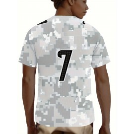 Women's Arctic Camo Houston #7 Polyester Football Jersey, Women V-Neck Game Day Sports Shirt With Slight Stretch, Breathable Casual Knit Fabric, Loose Fit Adult, Fans Gift Women, For Casual, Party, And Training Wear