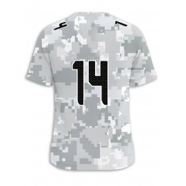 Women's Arctic Camo Seattle #14 Polyester Football Jersey, Women V-Neck Game Day Sports Shirt With Slight Stretch, Breathable Casual Knit Fabric, Loose Fit Adult, Fans Gift Women, For Casual, Party, And Training Wear
