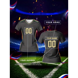 Customizable Women'S V-Neck Soccer Jersey - Personalized Team Training & Fitness Shirt with Quick-Dry, Breathable Fabric, Ideal for Spring/Summer/Fall Sports Activities, Allseason Sports Apparel|Vneck Jersey|Breathable Material