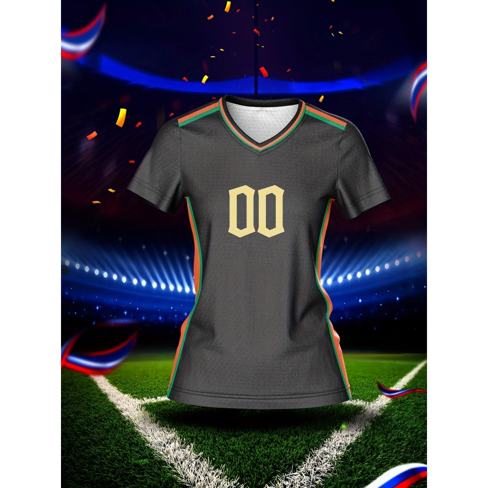 Customizable Women'S V-Neck Soccer Jersey - Personalized Team Training & Fitness Shirt with Quick-Dry, Breathable Fabric, Ideal for Spring/Summer/Fall Sports Activities, Allseason Sports Apparel|Vneck Jersey|Breathable Material