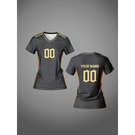 Customizable Women'S V-Neck Soccer Jersey - Personalized Team Training & Fitness Shirt with Quick-Dry, Breathable Fabric, Ideal for Spring/Summer/Fall Sports Activities, Allseason Sports Apparel|Vneck Jersey|Breathable Material