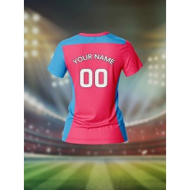 Customizable Women'S V-Neck Soccer Jersey - Personalized Team Name & Number, Breathable Quick-Dry Fabric for Training, Fitness & Casual Wear (Spring/Summer/Fall), Spring Summer Wear | Vibrant Print | Quickdry Material