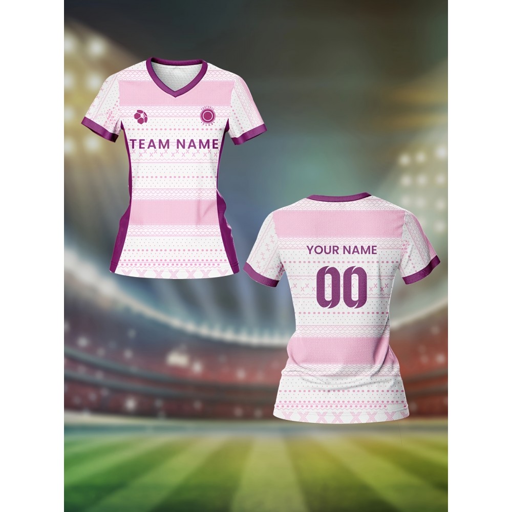 Customizable Women'S V-Neck Soccer Jersey - Pink & Purple, Breathable & Moisture-Wicking, Perfect for Team Training & Fitness, Team Branding | Customizable Jersey | Comfortable Fit, Soccer Gear