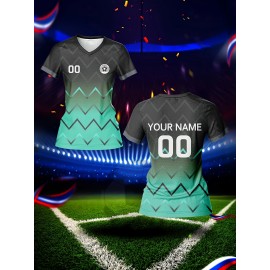 Customizable Women'S V-Neck Soccer Jersey - Personalized Name & Number, Lightweight & Breathable Athletic Shirt for Team Training, Fitness, and Casual Wea