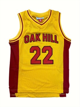 Kids Sport Jerseys Youth For Boys Girls #22 OAK HILL Yellow Basketball Jersey, 3-14Years