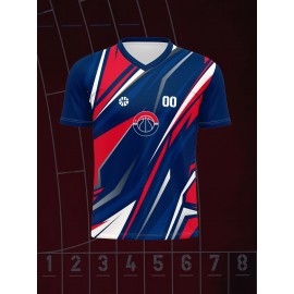 Customizable V-Neck Youngsters's Soccer Shirt - Comfortable Fit, Sports & Casual Outdoor Running Top with Personalized Name and Number, Top