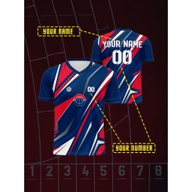 Customizable V-Neck Youngsters's Soccer Shirt - Comfortable Fit, Sports & Casual Outdoor Running Top with Personalized Name and Number, Top