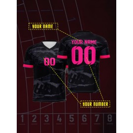 [Customizable Soccer Jersey] Customizable Comfortable Fit V-Neck Youth Soccer Jersey - Personalized Name & Number | Medium Stretch Fabric, All-Season Appeal, Sports Jersey