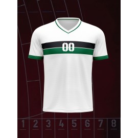 V-Neck Children'S Football Shirt Tops with Custom Name And Number Comfortable Fit Sports Leisure Outdoor Running