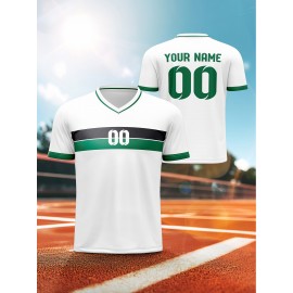 V-Neck Children'S Football Shirt Tops with Custom Name And Number Comfortable Fit Sports Leisure Outdoor Running