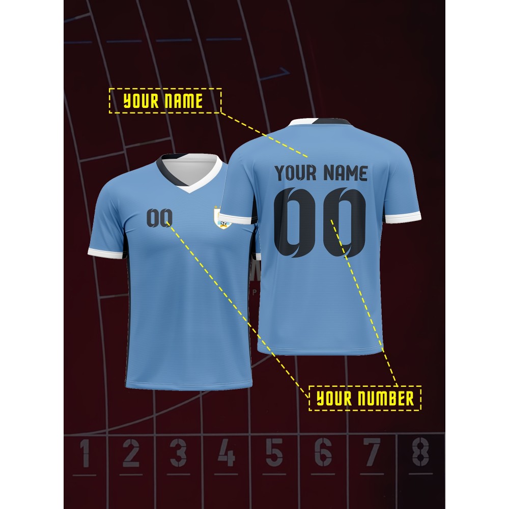 V-neck Kids Soccer Jersey Custom Name and Number Comfort Fit Casual Outdoor Running