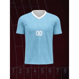 Customizable V-Neck Youngsters's Soccer Shirt - Comfortable Fit, Personalized Name & Number, Ideal for Sports and Casual Outdoor Activities, Football Shirt Tops, Running