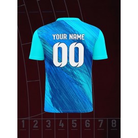 1pc Customizable Soccer Jersey for Kids - V-Neck, All-Season Knit Polyester Football Shirt with Personalized Name & Number, Preppy Street Style, Medium Stretch, for Sports & Casual Wear