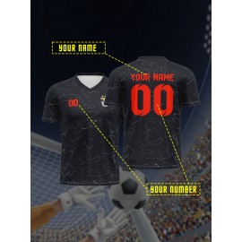 Customized Name And Number Boy's Football Jersey, Trendy Comfy Top for Summer Sport