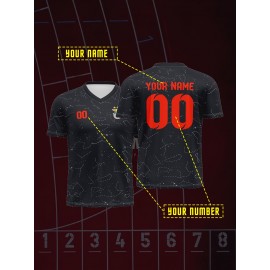 Customized Name And Number Boy's Football Jersey, Trendy Comfy Top for Summer Sport