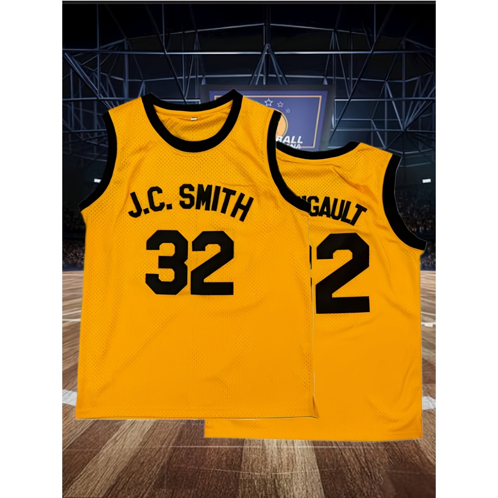 Casual Style, Men's #32 Yellow Basketball Jersey - Breathable Polyester, Round Neck Sportswear, Details, Loose Fit - Ideal for Team Sports, Casual Wear & More, Sizes S-XXXL